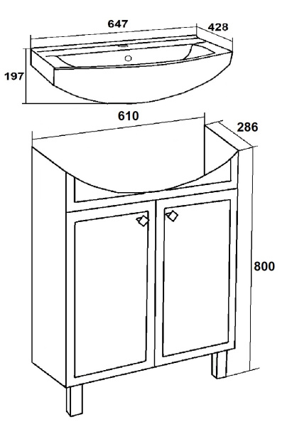 Тумба под раковину Runo мята Римини 65 (00-00001273)