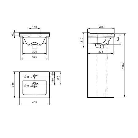 Раковина встраиваемая Onika Визит 40 1.3117.7.S00.11B.0