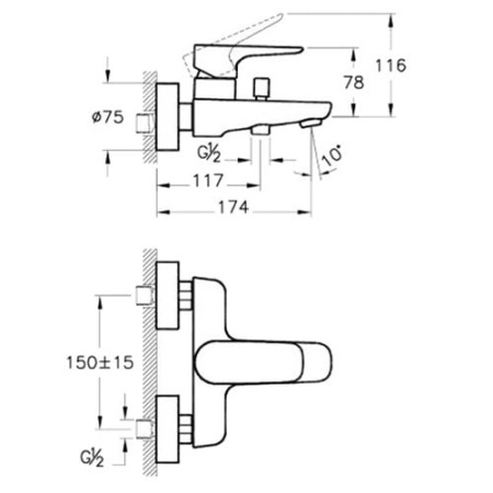 Смеситель для ванны и душа VitrA X-Line A42324EXP