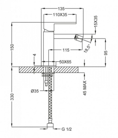 Смеситель для биде Cezares Molveno MOLVENO-BSM1-01-W0