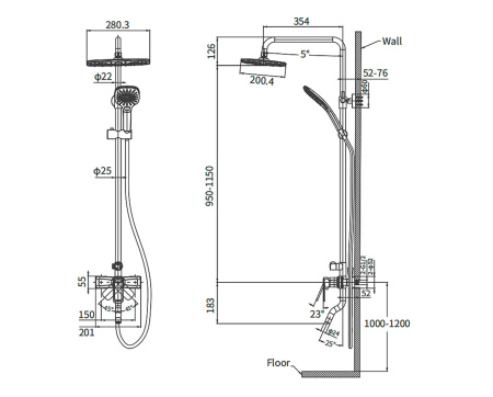 Душевая система с изливом Arrow AG3311CP хром