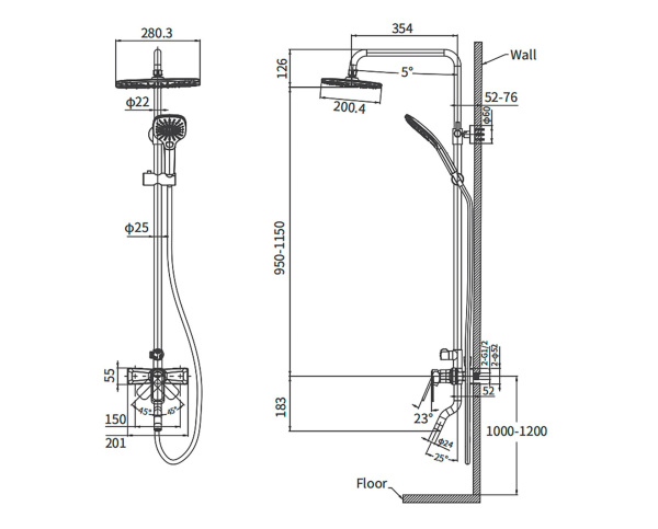 Душевая система с изливом Arrow AG3311CP хром