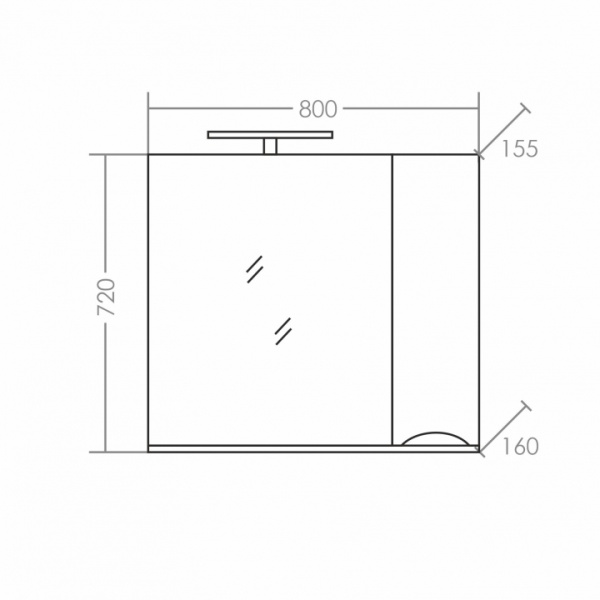 Зеркальный шкаф (80х72)  Санта Сатурн 80 700275