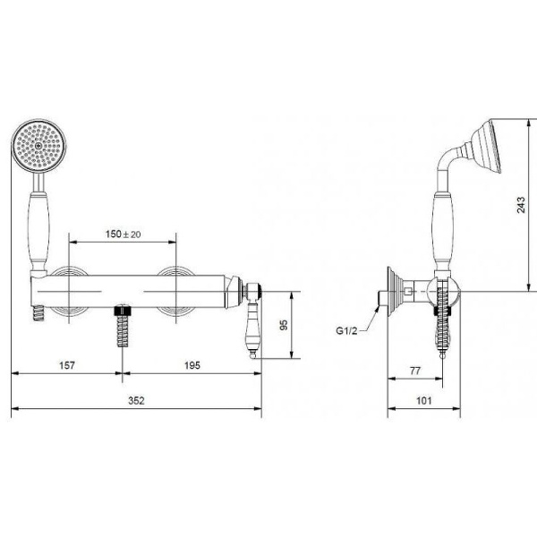 Смеситель для душа Cezares APHRODITE-DM-02-Bi Смеситель для душа Cezares APHRODITE-DM-02-Bi