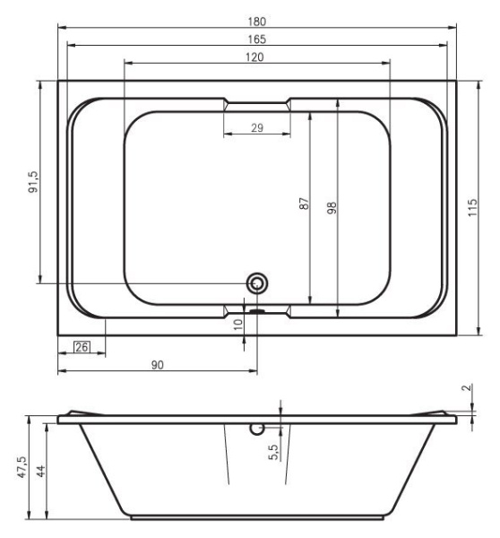Акриловая гидромассажная ванна Riho LAURA (180х115)