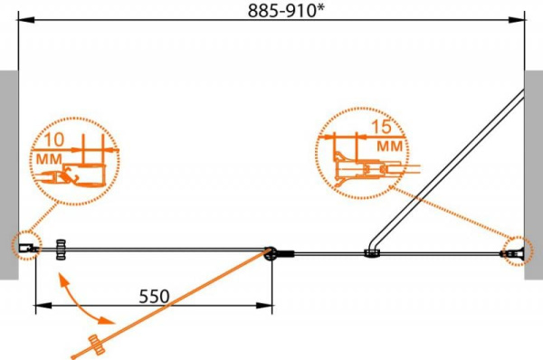 Душевая дверь в нишу Cezares MAGIC-B-12-90-ROYAL PALACE-CP-Cr-L