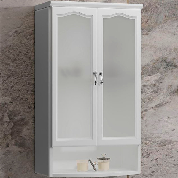 Шкаф Opadiris Риспекто подвесной, двухстворчатый, цвет белый матовый, с матовым стеклом 00-00006078