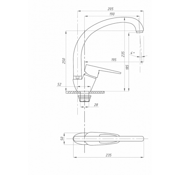 Смеситель для кухни FAUZT FZs-863-126 тип См-МОЦБА