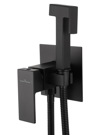 Смеситель с гигиеническим душем встраиваемый WONZON & WOGHAND CUBE, черный матовый WW-88829016-MB