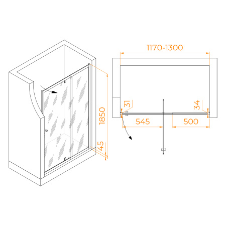 Душевая дверь 120 см RGW Passage PA-02 41080212-11  прозрачное