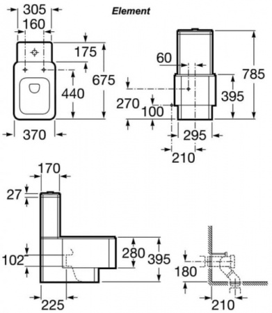 Унитаз напольный с бачком Roca Element 342577000