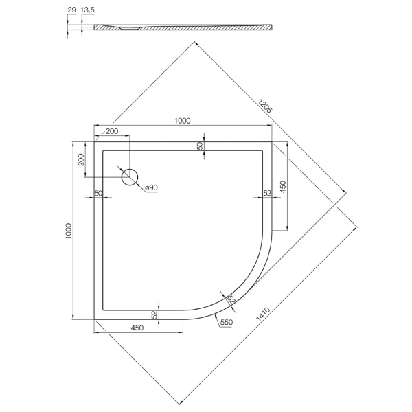 Душевой поддон (100х100) Aquaton Калифорния M 1A740136CA010