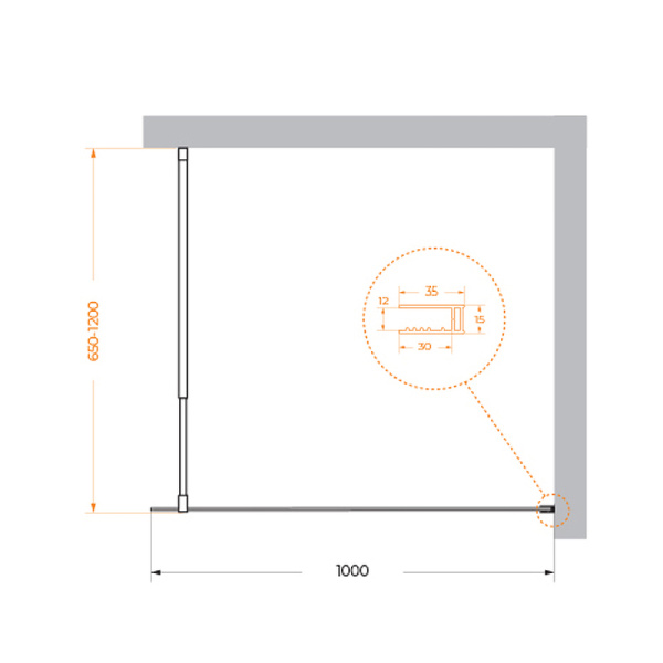 Душевая перегородка (100х195) BelBagno Kraft KRAFT-L-1-100-C-NERO черный