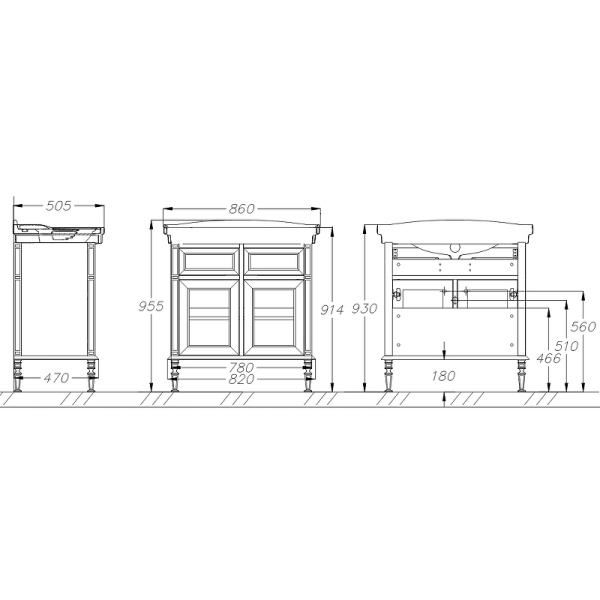 Тумба под раковину Opadiris Кантара 85  00-00007478 белый матовый (без раковины)