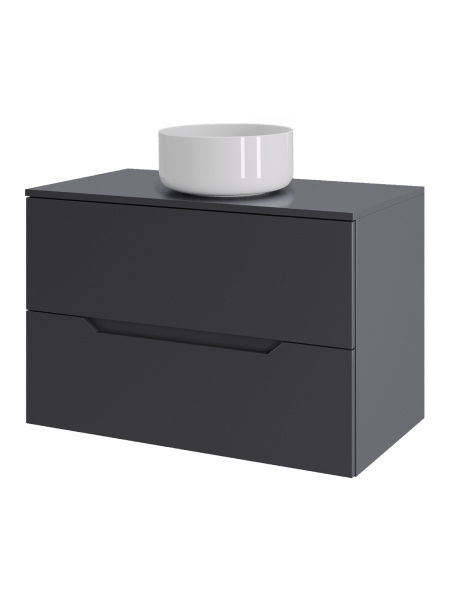 Тумба с раковиной подвесная 70 см, Orange Line Li-70TugMDF+B07-345W графит/белый