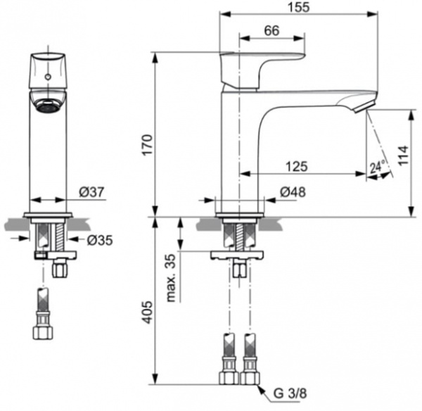 Смеситель для раковины Ideal Standard Connect Air A7015AA Смеситель для раковины Ideal Standard Connect Air A7015AA