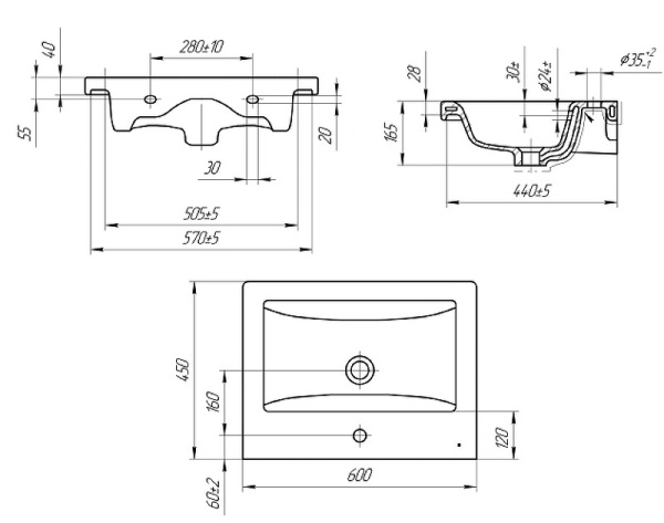 Раковина Style Line Cersanit COMO 60 ЛС-00000155