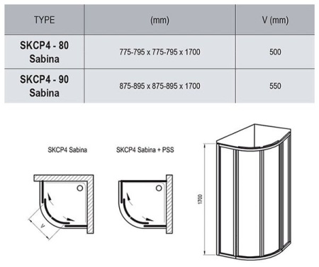 Душевой уголок 90x90 см Ravak Supernova SKCP4 Sabina 31177V10011