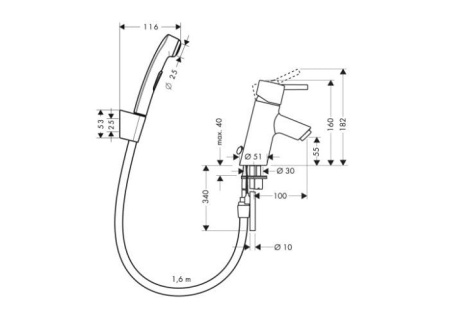 Смеситель для раковины с гигиеническим душем Hansgrohe Talis S 32120000