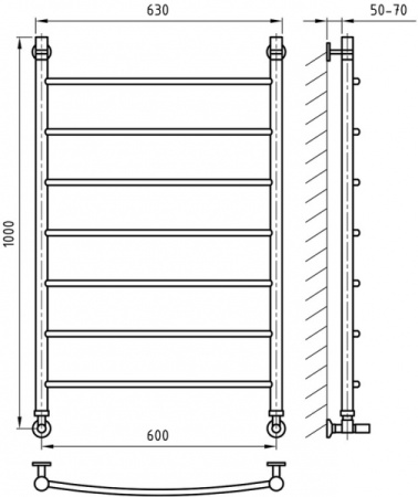 Полотенцесушитель ArtofSpace CLASSICAL WACL6001000BRONZE