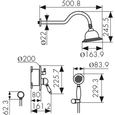 Душевой комплект Kaiser Vincent 31077-1, бронза