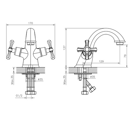 Смеситель для раковины DECOROOM DR52 DR52011