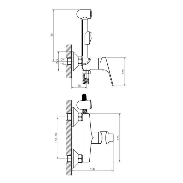 Смеситель Rossinka RS29 с гигиеническим душем (RS29-52)