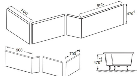 Фронтальная и боковая панель боковая Jacob Delafon Elite E6D080-00