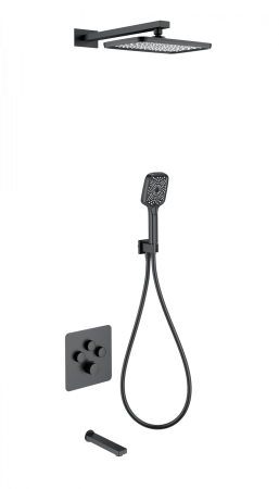 Душевая система с термостатом встраиваемая WONZON & WOGHAND, черный матовый WW-B4005-MB