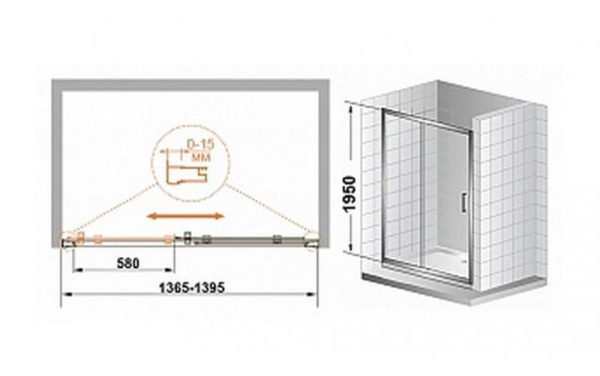 Дверь в нишу Cezares PRATICO-BF-1-140-P-Cr