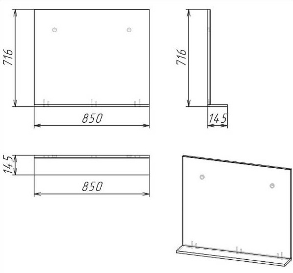 Зеркало (87х73,6) Grossman Тенза  208501 с полкой веллингтон