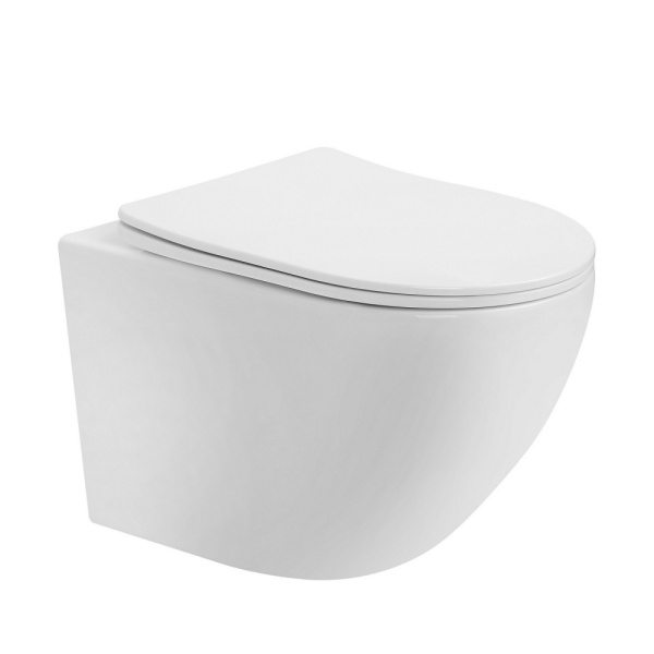 Комплект подвесной унитаз ABBER Bequem AC1100T белый с инсталляцией AC0105 и кнопкой AC0120MCH матовый хром