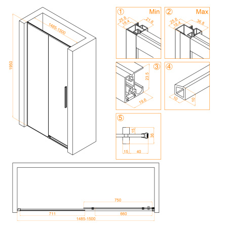 Душевая дверь 150 см RGW Stilvoll SV-12 32321215-11 прозрачное