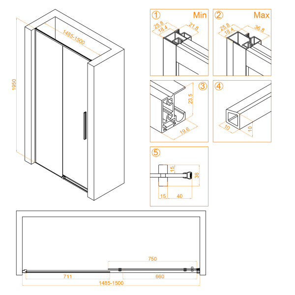Душевая дверь 150 см RGW Stilvoll SV-12 32321215-11 прозрачное