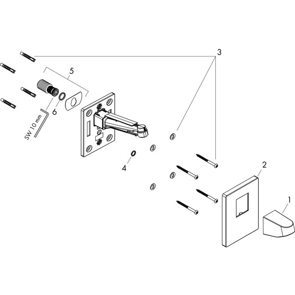 Кронштейн для верхнего душа 151 мм Hansgrohe Pulsify 24149670, черный матовый