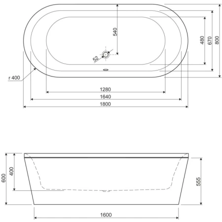 Передняя панель для акриловой ванны CEZARES METAURO-Central-180-SCR-W-MATT