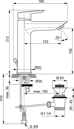 Смеситель для раковины Ideal Standard Tesi Grande A6563AA