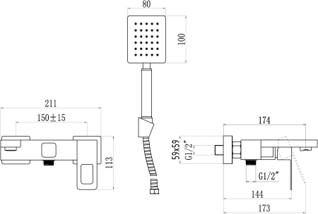 Смеситель для ванны Savol S-SUS4003H