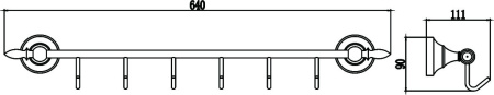 Планка с крючками 6 крючков Savol 68b S-06876B