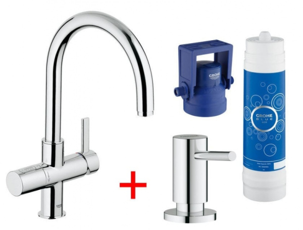 Комплект для кухни Grohe Blue (смеситель,фильтр и дозатор) 124105