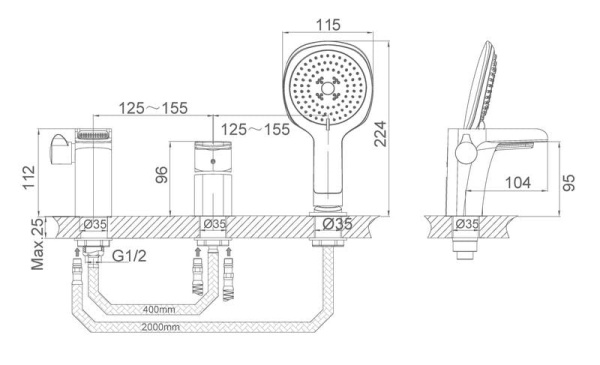 Смеситель для ванны D&K Berlin Technische (DA1434215)