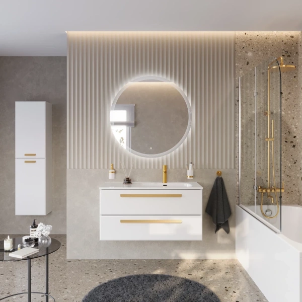 Тумба под раковину Cezares ECO-CER-N-1000-2C-SO-BL-R  Bianco Lucido без ручек