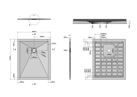 Душевой поддон из искусственного камня (110х90) Grossman Strong GR-S290110Q