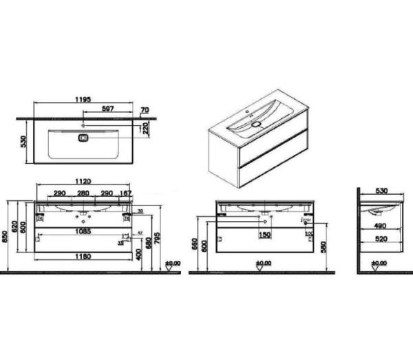 Тумба с раковиной Vitra Metropole 67157
