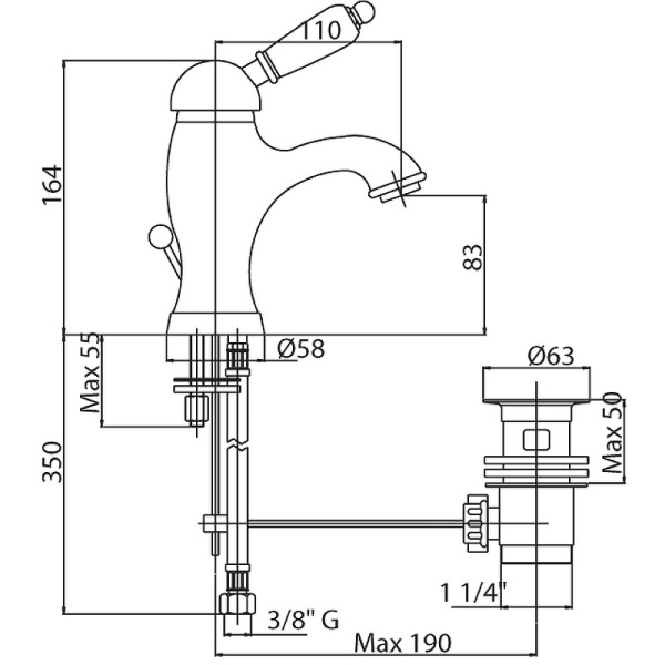 Смеситель для раковины Cezares Elite ELITE-LSM1-NOP