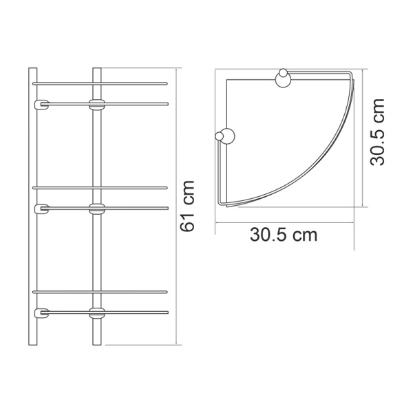 Полка стеклянная угловая тройная WasserKRAFT K-3133BLACK