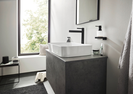 Смеситель для раковины с донным клапаном Push-Open Hansgrohe Finoris 76070670 черный матовый