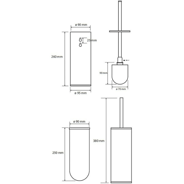 Туалетный ершик подвесной Bemeta Hematit 159313067