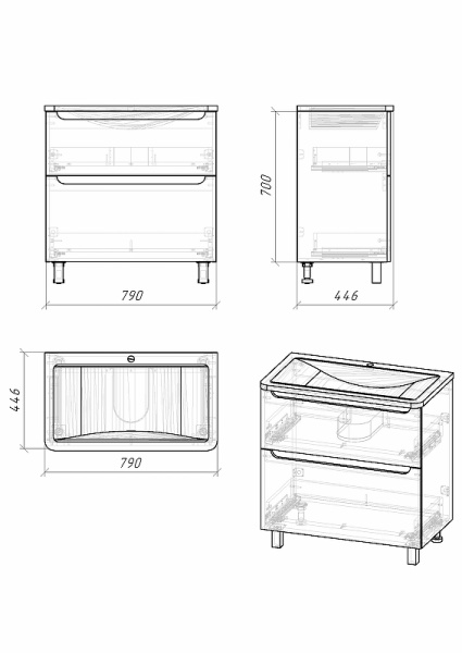 Тумба напольная Grossman АДЕЛЬ-80 см 108007  с 2-я ящ, белая