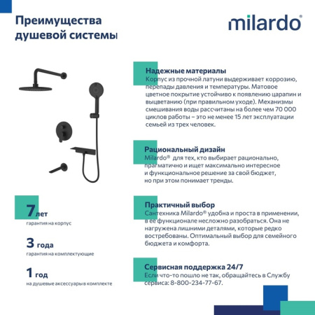 Душевая комплект Milardo Rora RORBL03M68